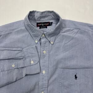 Vintage Ralph Lauren Big Shirt Men's XL Blue Oxford Button Down Preppy Career